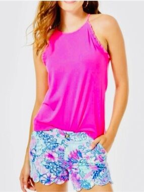 LILLY PULITZER, Buttercup Knit Stretch Shorts Multi Beach You To It, Size 00